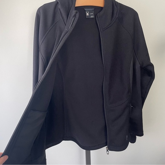 Spyder Soft Shell Full Zip Hooded Jacket Black Womens Hoodie Size Large - Picture 8 of 10